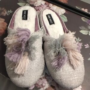 Nine West Metallic Pink & Lavender Tassel Slip-On Mules
